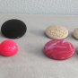4 Pair Large Vintage Clip On Earrings Pink Black Beige Signed Japan 1960s