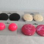 4 Pair Large Vintage Clip On Earrings Pink Black Beige Signed Japan 1960s