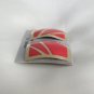 Large Pink Enamel & Gold Retro Clip On Earrings Vintage Jewelry 1970's