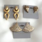 3 Pair Gold Dangle Clip On Earrings Vintage Jewelry 1980s 3 Pair Gold Dangle Clip On Earrings Vintage Jewelry 1980s