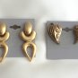 3 Pair Gold Dangle Clip On Earrings Vintage Jewelry 1980s