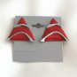 3 Pair Gold Red Silver Dangle Clip On Earrings Vintage Jewelry 1960s