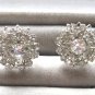 Old Sparkly Multi Rhinestone Screw Back Earrings Vintage Jewelry 1940s