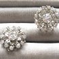 Old Sparkly Multi Rhinestone Screw Back Earrings Vintage Jewelry 1940s