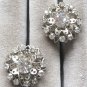 Old Sparkly Multi Rhinestone Screw Back Earrings Vintage Jewelry 1940s