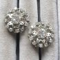 Old Sparkly Multi Rhinestone Screw Back Earrings Vintage Jewelry 1940s