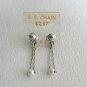 Sterling Silver Chain Pearl Pierced Earrings Vintage Jewelry 1970s