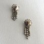 Sparkly Dangle Rhinestone Screw Back Earrings Retro Vintage Jewelry 1950s
