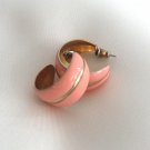 Pink And Gold Wide Hoop Earrings Vintage Jewelry 1970s