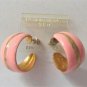 Pink And Gold Wide Hoop Earrings Vintage Jewelry 1970s