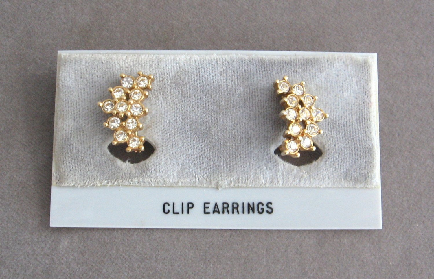 Gold Sparkly Rhinestone Clip On Earrings By Designer Avon Vintage