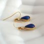 Blue Lapis Pear Shaped Stone Dangle Pierced Earrings