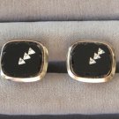 Fancy Scalloped Black Onyx Rhinestone Cufflinks Vintage 1950s Fancy Scalloped Black Onyx Rhinestone Cufflinks Vintage 1950s