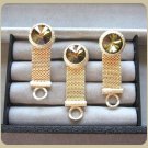 Multi Colored Amber Brown Rivoli Stone Gold Mesh Cufflinks By Designer Dante Vintage Multi Colored Amber Brown Rivoli Stone Gold Mesh Cufflinks By Designer Dante Vintage