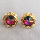 Multi Colored Rainbow Large Rivoli Stone Cufflinks Vintage 1960s Multi Colored Rainbow Large Rivoli Stone Cufflinks Vintage 1960s