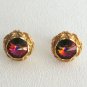 Multi Colored Rainbow Large Rivoli Stone Cufflinks Vintage 1960s