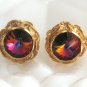 Multi Colored Rainbow Large Rivoli Stone Cufflinks Vintage 1960s