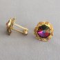 Multi Colored Rainbow Large Rivoli Stone Cufflinks Vintage 1960s