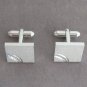 Silver Textured Diamond Cut Cufflinks By Designer Anson Vintage 1960s