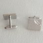 Silver Textured Diamond Cut Cufflinks By Designer Anson Vintage 1960s