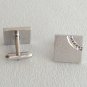 Diamond Cut Silver Textured Cufflinks By Designer Anson Vintage 1960s