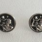 Silver & Black Cufflinks Figural Saint St. Christopher Vintage 1950s