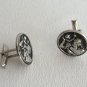 Silver & Black Cufflinks Figural Saint St. Christopher Vintage 1950s