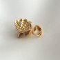 Gold Shell Rhinestone Clip On Earrings By Designer Avon Vintage Jewelry 1970s