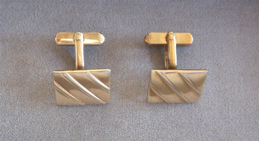 Gold Cufflinks By Designer Swank Retro Vintage 1950s