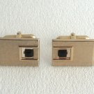 Black Onyx Brushed Textured Gold Cufflinks By Designer Swank Vintage 1960s Black Onyx Brushed Textured Gold Cufflinks By Designer Swank Vintage 1960s