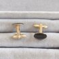 Classic Round Chocolate Brown Cufflinks By Designer Hickok USA Vintage 1960s