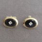 Black Cabochon Rhinestone Cufflinks By Designer Anson Vintage 1950s