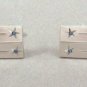 Blue Stone Silver Star Cufflinks Vintage 1950s