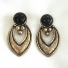 Large Chunky Style Black Cabochon Dangle Pierced Earrings Retro Vintage 1980s Jewelry Large Chunky Style Black Cabochon Dangle Pierced Earrings Retro Vintage 1980s Jewelry