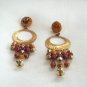 Long Dangle Beaded Hoop Earrings Colorful Retro Funky Vintage 1970s
