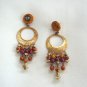 Long Dangle Beaded Hoop Earrings Colorful Retro Funky Vintage 1970s