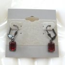 Emerald Cut Red Stone Leverback Pierced Earrings Emerald Cut Red Stone Leverback Pierced Earrings