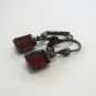 Emerald Cut Red Stone Leverback Pierced Earrings