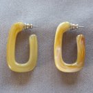 Marble Style Hoop Pierced Earrings Retro Plastic Vintage Jewelry 1960s