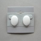 Oval White Glass Pierced Earrings Vintage Jewelry 1970s