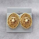 White and Brown Cabochon Pierced Earrings Quality Made Vintage Jewelry 1980s White and Brown Cabochon Pierced Earrings Quality Made Vintage Jewelry 1980s