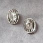 Large Rhinestone Silver Pierced Earrings Vintage Jewelry 1970s