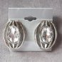 Large Rhinestone Silver Pierced Earrings Vintage Jewelry 1970s