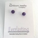 Round 8mm Amethyst Gemstone Studs Sterling Silver Handcrafted Earthborn Jewelry