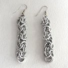 Silver Chain Link Long Dangle Pierced Earrings Vintage Jewelry 1970s