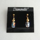 Diamondite Crystal Aurora Borealis Beaded Pierced Earrings Vintage Jewelry 1970s