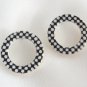 Funky Black & White Retro Circle Hoop Pierced Earrings By Sears Scene IV Vintage 1980s