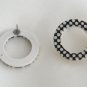 Funky Black & White Retro Circle Hoop Pierced Earrings By Sears Scene IV Vintage 1980s