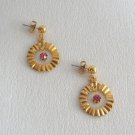 Pink Stone Gold Dangle Hoop Pierced Earrings By Designer Avon Vintage Jewelry 1970s Pink Stone Gold Dangle Hoop Pierced Earrings By Designer Avon Vintage Jewelry 1970s