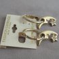 Moon And Rhinestone Star Gold Hoop Pierced Earrings Vintage Jewelry 1980s